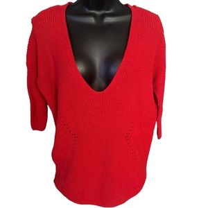 EXPRESS Women’s Red V-Neck Oversized Sweater NWOT